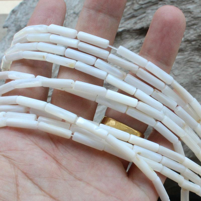 4x13mm Natural Mother-of-Pearl Shell Tube Beads - Cylindrical Strands for DIY Jewelry Accessories