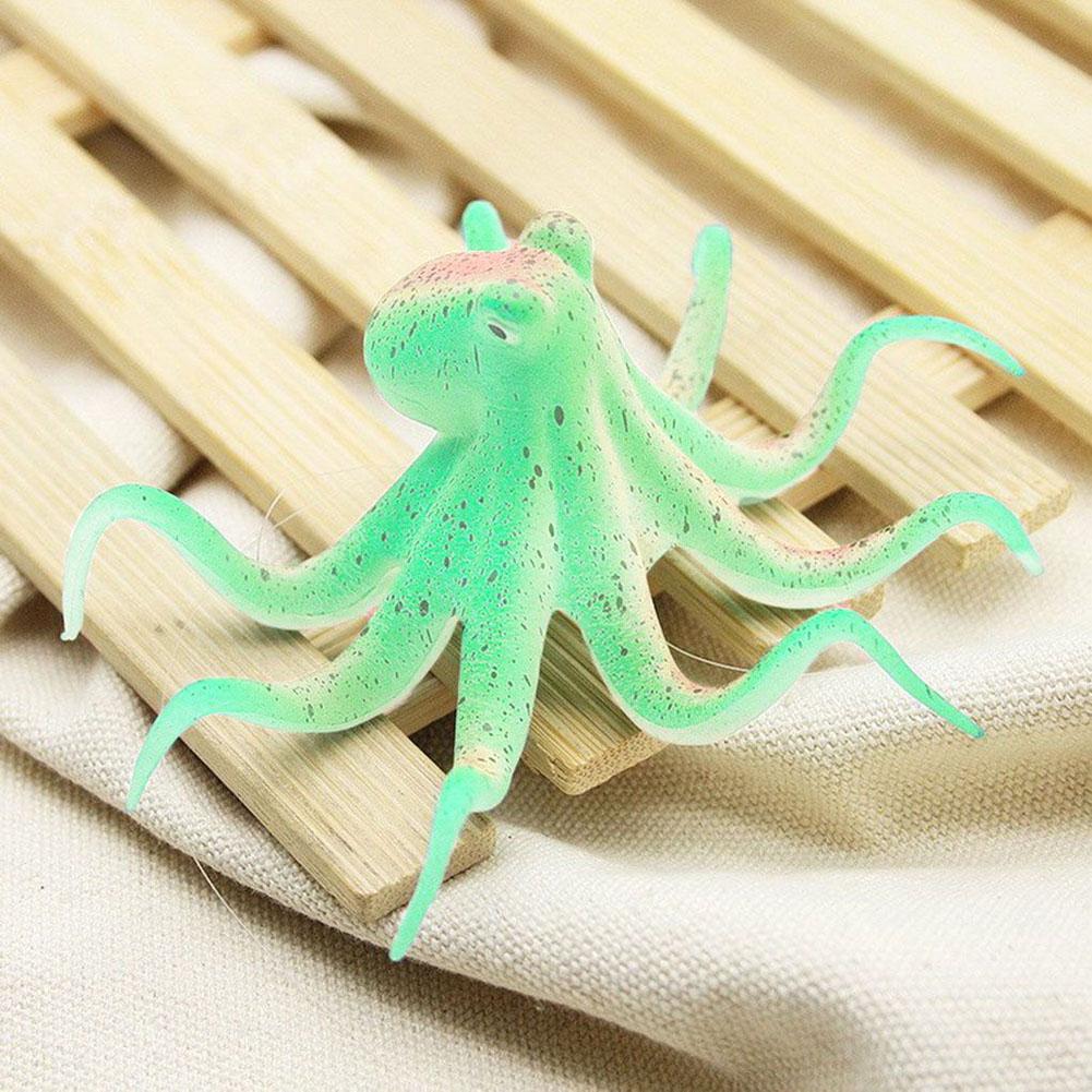 Silicone Simulation  Fluorescent  Octopus Fishbowl Decoration Adjustable Suction Cups Artifical Marine Animal Aquarium Ornament