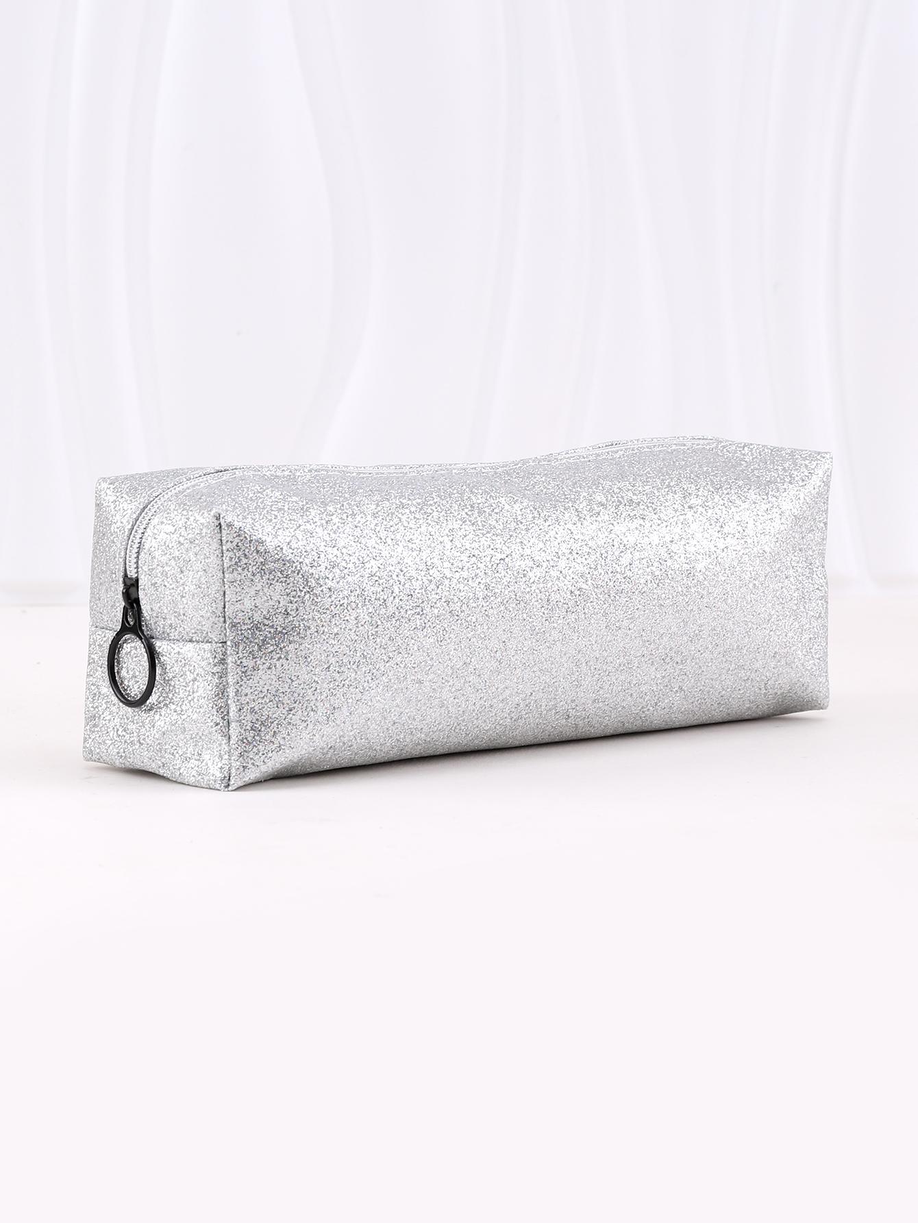 

Glitter delicate pencil case Portable monochrome pencil case School office Supplies Back-to-school gifts Trousse Pencil case серебряный
