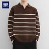 Men's Premium Horizontal Stripe Turn-Down Collar Sweater