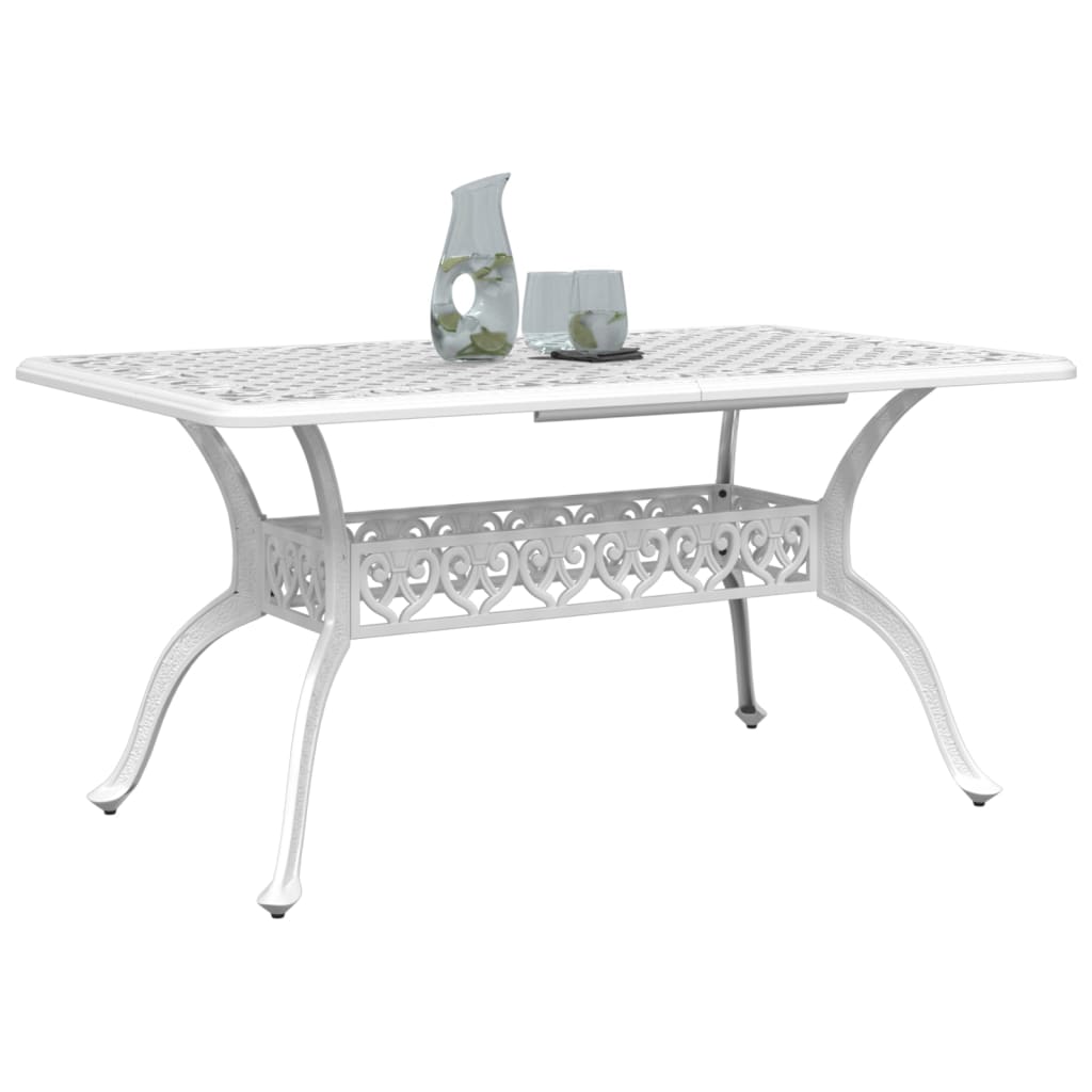 Vidaxl Garden Table, White, 150X90X72 Cm, Cast Aluminum