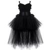 Black Girls Tutu Dress Tulle V-neck Train Child Evening Birthday Party Dress Kids Halloween Costume