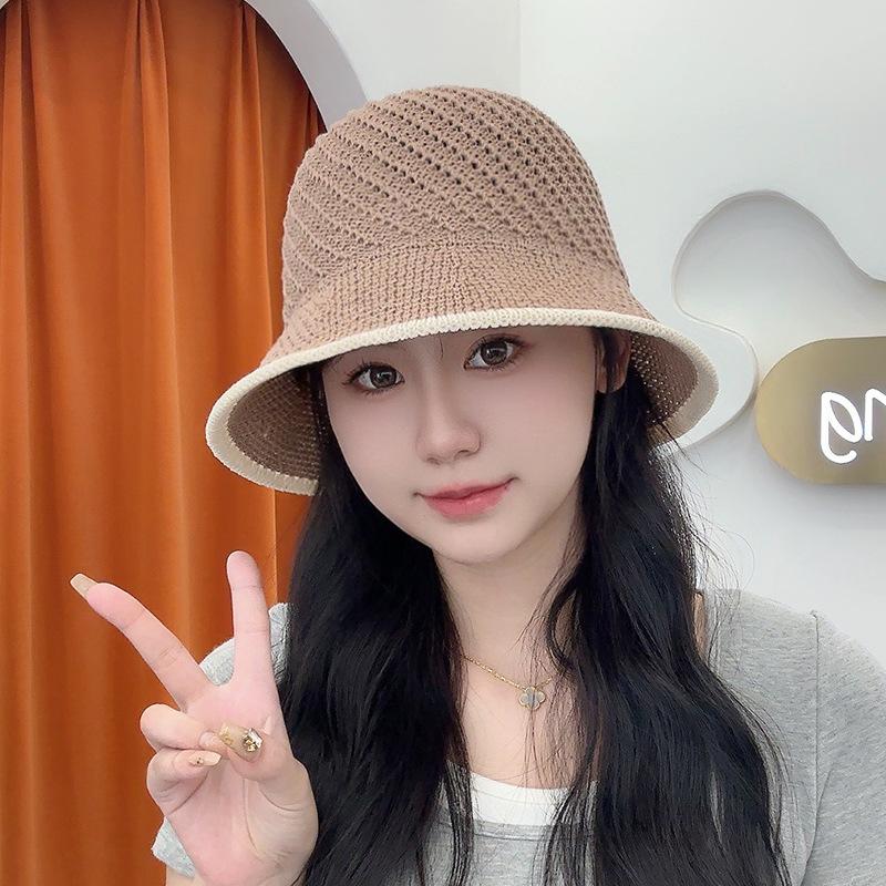Women's summer fisherman hat, hollow and breathable, sun protection, UV protection, bucket hat for outdoor beach trips