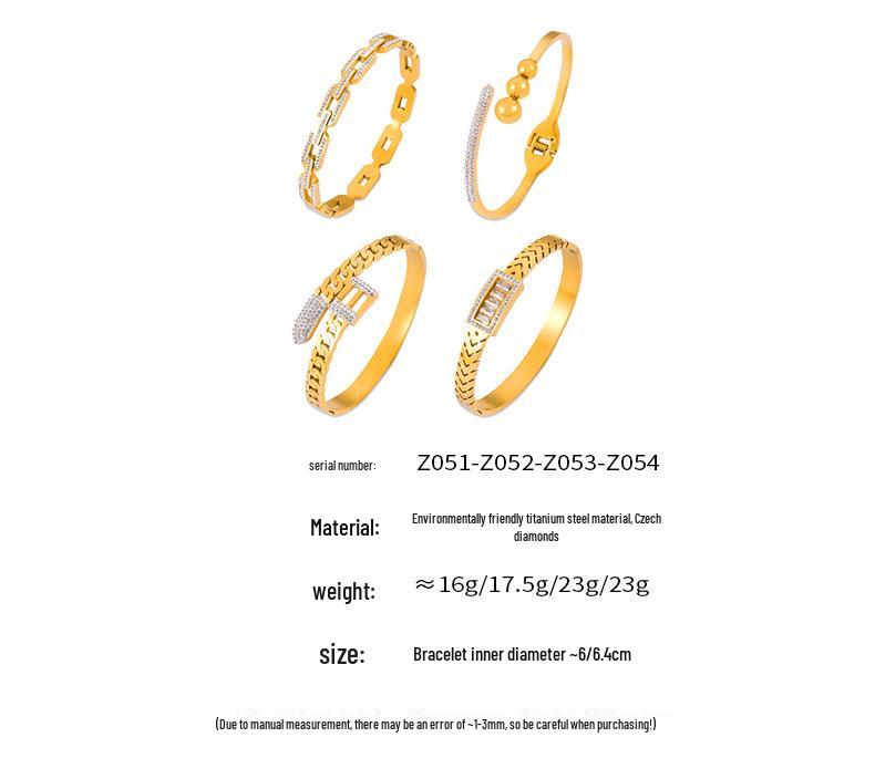 Elegant Cross-Border Full Diamond Titanium Steel Bracelet: Fashionable Hollow Chain Design