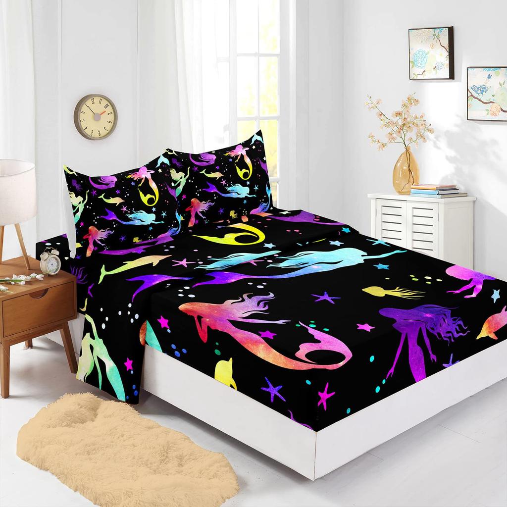 Cartoon apple star pattern bed hat four-piece bedding set bedroom dormitory bedding decoration