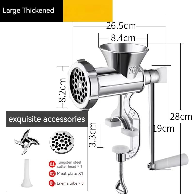 Premium Alloy Manual Meat Grinder Hand Crank Food Processor Easy Use for Sausage Beef with Metal Grinding Attachments Kitchen To