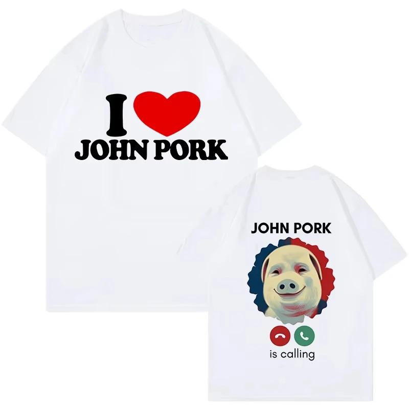 Funny Men Women Pig Tees John Pork Is Calling Answer Call Phone Shirt Tshirt Fashion Harajuku Kawaii Tshirt Women Y2K Clothing