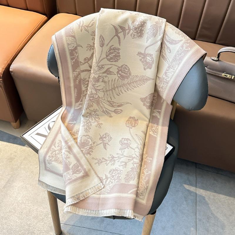 Retro flower imitation cashmere shawl women's autumn and winter travel versatile multi-functional warm scarf double-sided scarf