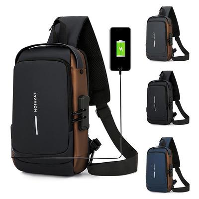 Herren Wasserabweisende USB-Lade Crossbody Brusttasche für Pendler