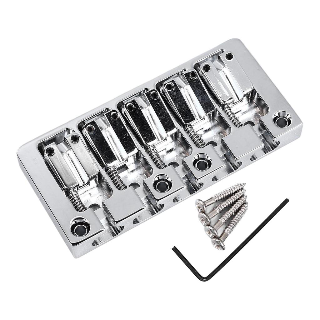 Bass Bridge Flip Top Micro Adjustable 5 String Bass Bridge Replacement for Practice Performance Silver