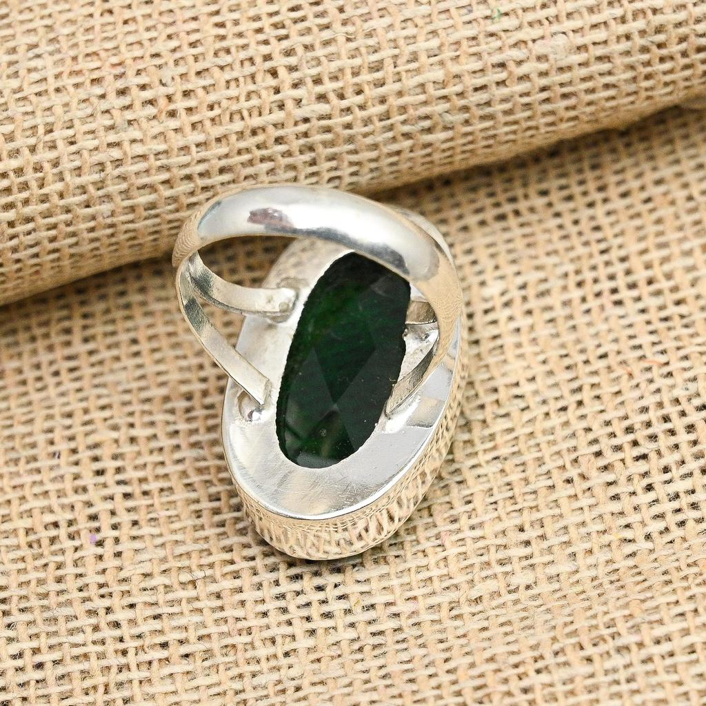 Pretty Chrome Diopside Gemstone 925 Sterling Silver Handmade Jewelry Ring For Her