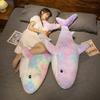 Kawaii Rainbow Colorful Plushie Shark Toys Sleeping Pillow Fish Back Cushion Doll Appease Baby Toy For Children Christmas Gifts
