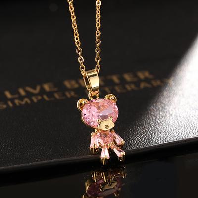 Kleine Bär Halskette Design Sinn Bunte Zirkon Spaß Cartoon Weibliche Halskette Kragen Kette Schmuck Geschenk