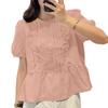 ZANZEA Dame Casual Rund Hals Løs Sommer Kort Erm Bluse