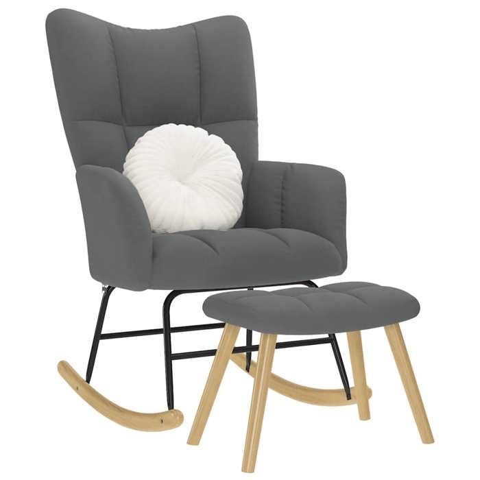 VidaXL Chaise à bascule avec repose-pied Gris foncé Tissu, chaise, chaise de relaxation, fauteuil relax, chaise de salon, 4016801