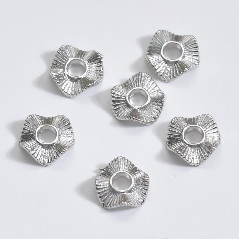Flat Round Metal Spacer Beads Baroque Wave Gold Plated 50Pcs 6/8/10mm Suitable for Earring DIY Making Supplies