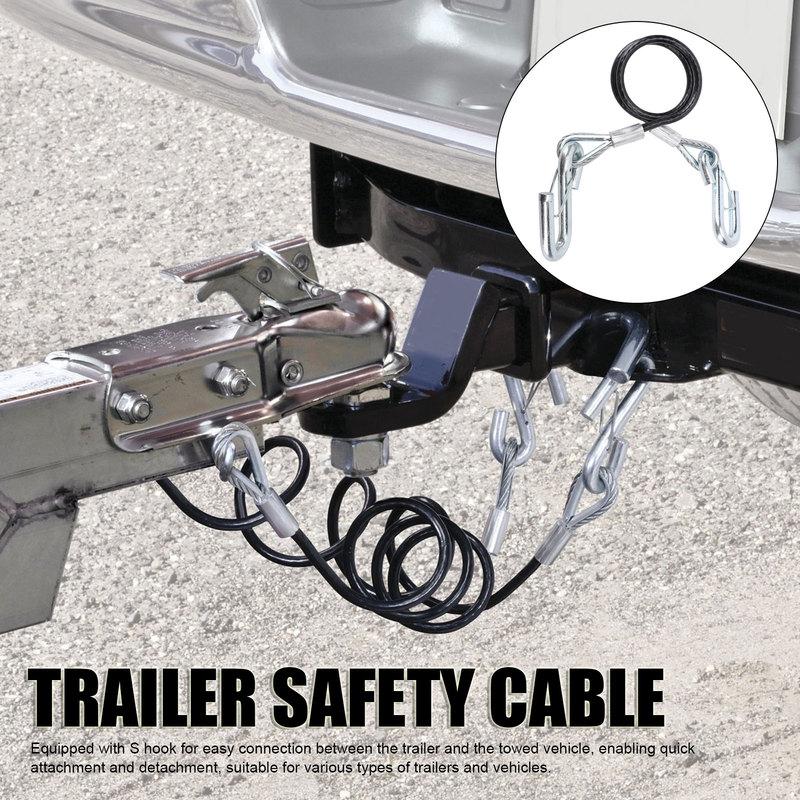 Trailer Safety Towing Cable With S Hook 3500lbs Load Bearing 27.6in Maximum Extension Length Spring Towing Rope For RV