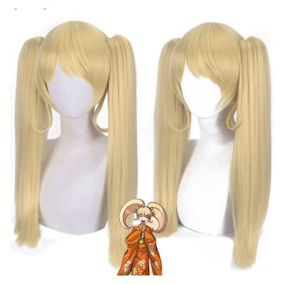 Peluca de 50 cm de Anime Danganronpa Saionji Hiyoko con cola de caballo rubia, disfraz de cosplay Dangan Ronpa, cabello sintético resistente al calor, pelucas para mujer