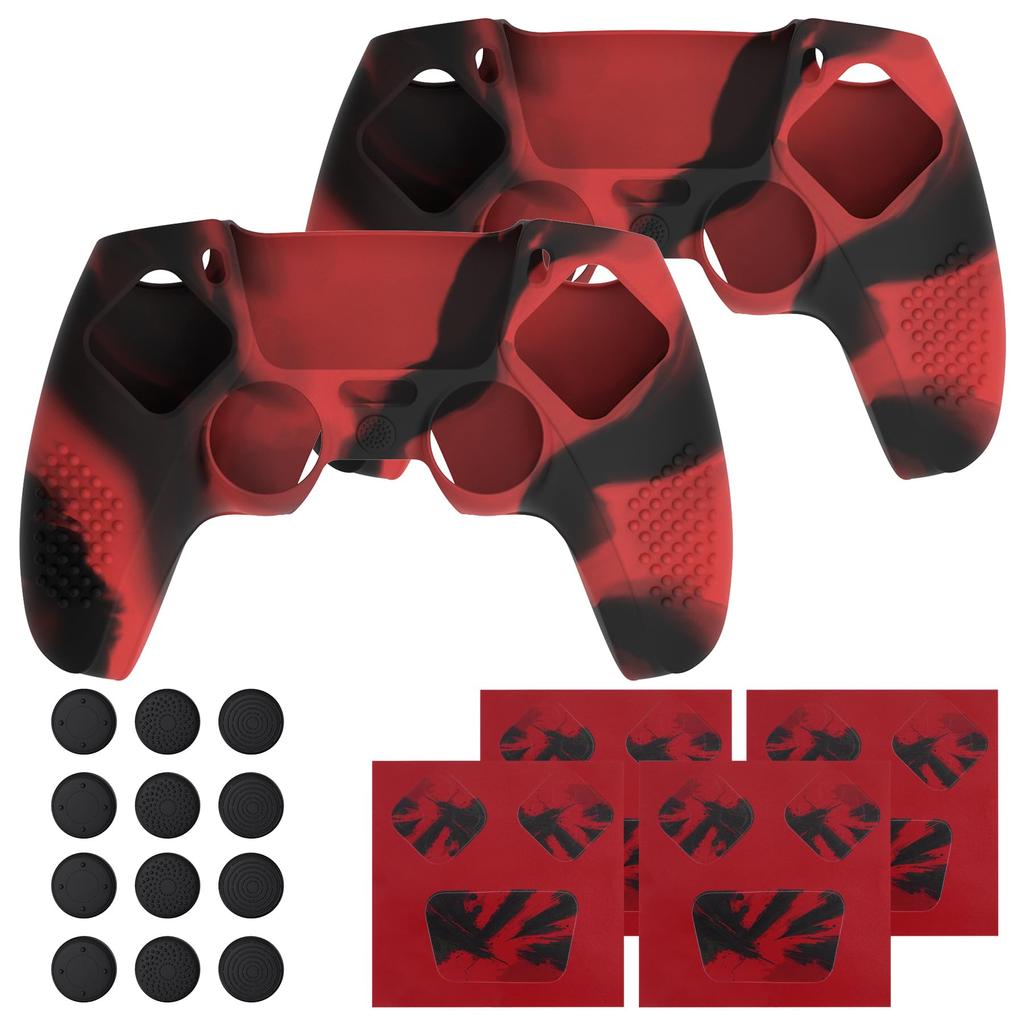Protective Cover for PlayVital Ps5 Improved Silicone Cover Compatible with Charging 12 Thumb Grip Caps and 4 Stickers 3D Stud and Shockproof