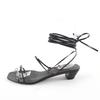 Excellent THE ROW Sandals GRAPHIC STRAP KITTEN Square Toe Leather Black Women 35 Used