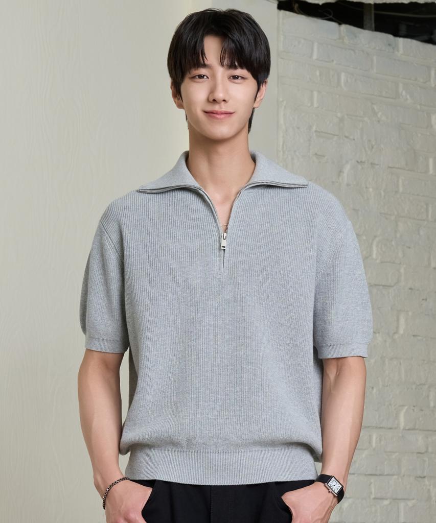 HYOJI 26 Ss Washable Cotton Half Zip-Up Crop Knit (8 Colors) (Type B)