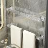 Acrylic Wave Towel Rack No Drilling Required Wall-Mounted Bathroom Organizer for Towels and Slippers Decorative Marble Pattern Transparent Storage