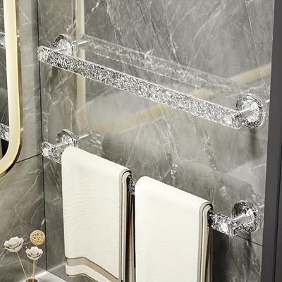 Acrylic Wave Towel Rack No Drilling Required Wall-Mounted Bathroom Organizer for Towels and Slippers Decorative Marble Pattern Transparent Storage