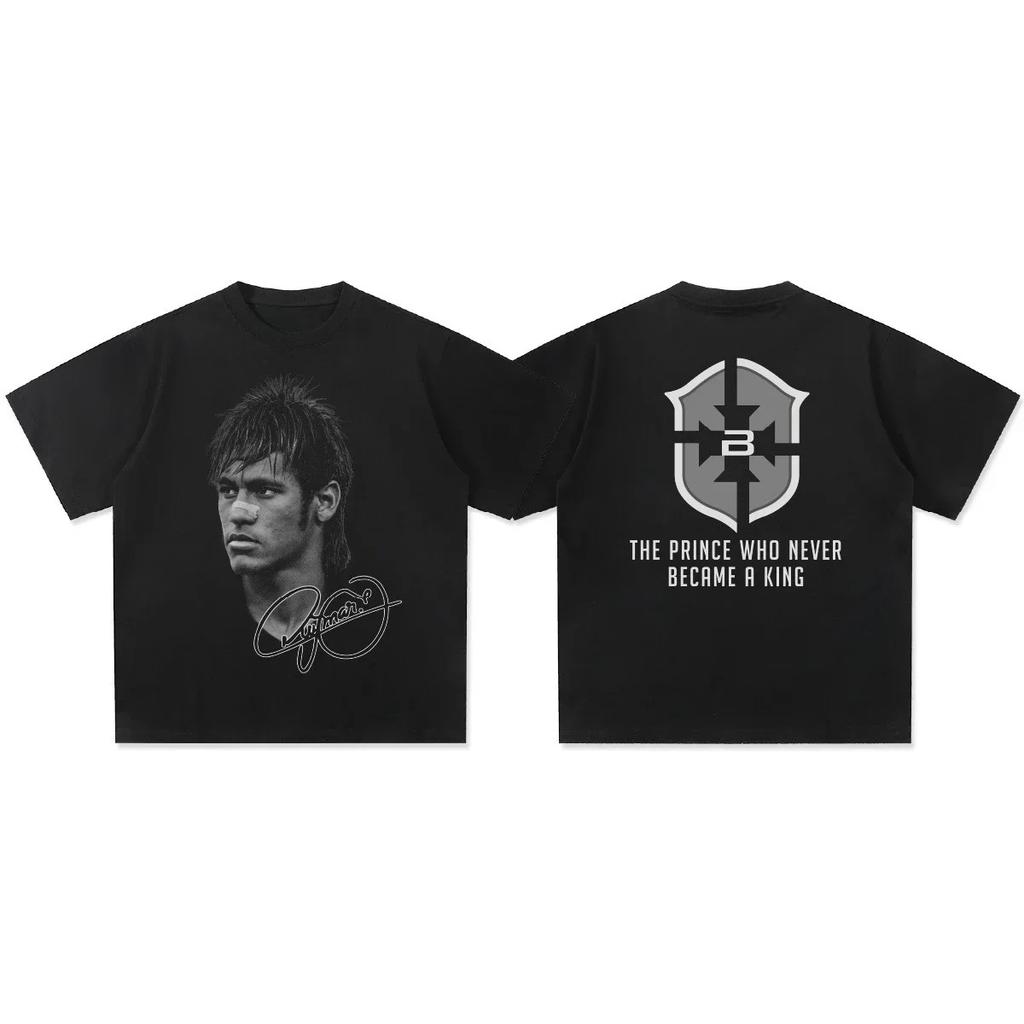 Cristiano Ronaldo Neymar Star del Football Americano Stampa Cotone Maglietta a Maniche Corte Abbigliamento Donna Stampa Moda Uomo T-shirt Oversize