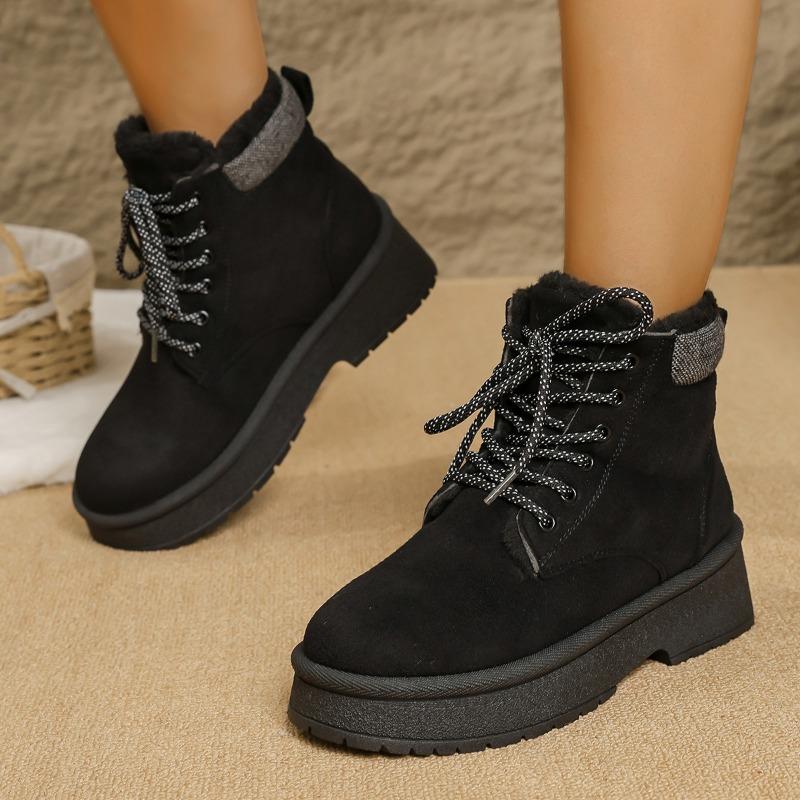 

Large size thick-soled thick-heeled Martin boots for women, new velvet and thickened locomotive short boots for women in autumn and winter 36 чорний