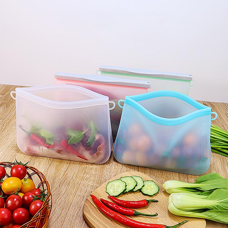Transparente Silikon-Lebensmittel-Snack-Organizer-Tasche, wiederverwendbare, auslaufsichere Lebensmittel-Gefrierbehälter