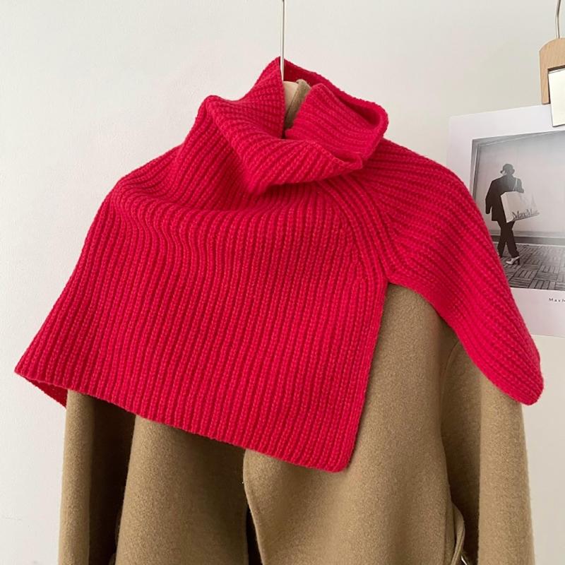 Zimní teplý svetr s odnímatelným límcem, pulovr, šátek, šátek, zavinovací ramena, pletený rolák, plášť