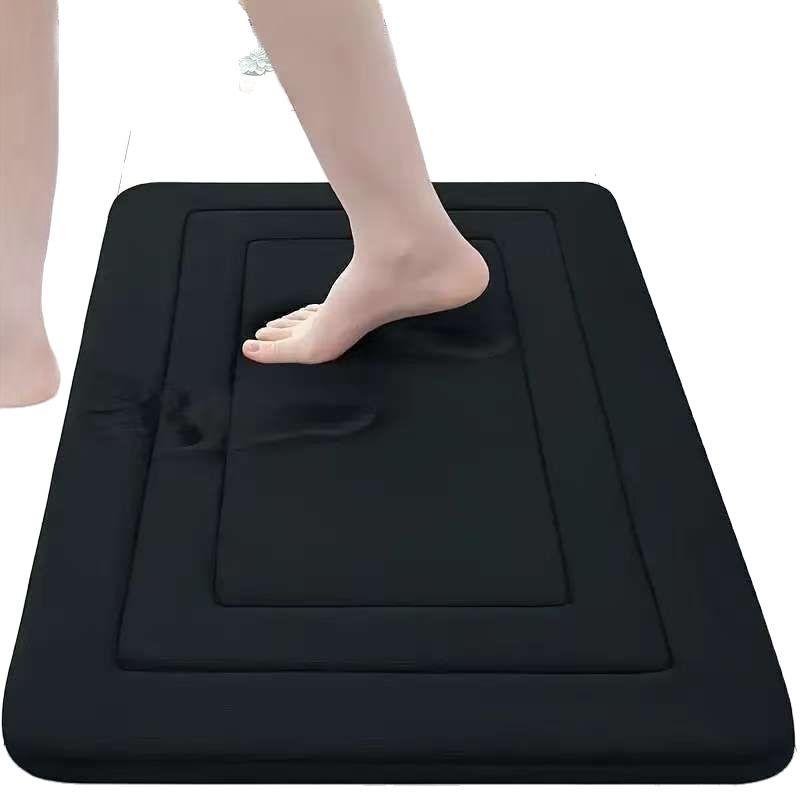 Thick Memory Foam Bathroom Mat, Coral Velvet Non Slip Water Absorbent Floor Rug for Shower Doorway