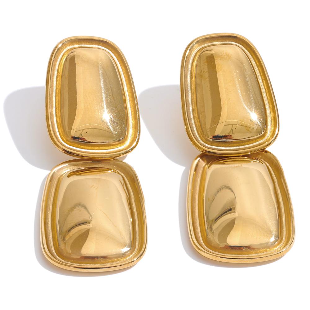 Yhpup Fashion Stainless Steel Square Rectangle Drop Earrings Metal Stylish Statement Gold Platinum Plated Jewelry Waterproof