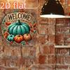 Round Aluminum Pumpkin Fall Sign, 2D Flat Welcome Plaque, Rustic Autumn Wall Art, Weather Resistant Metal Decor for Home