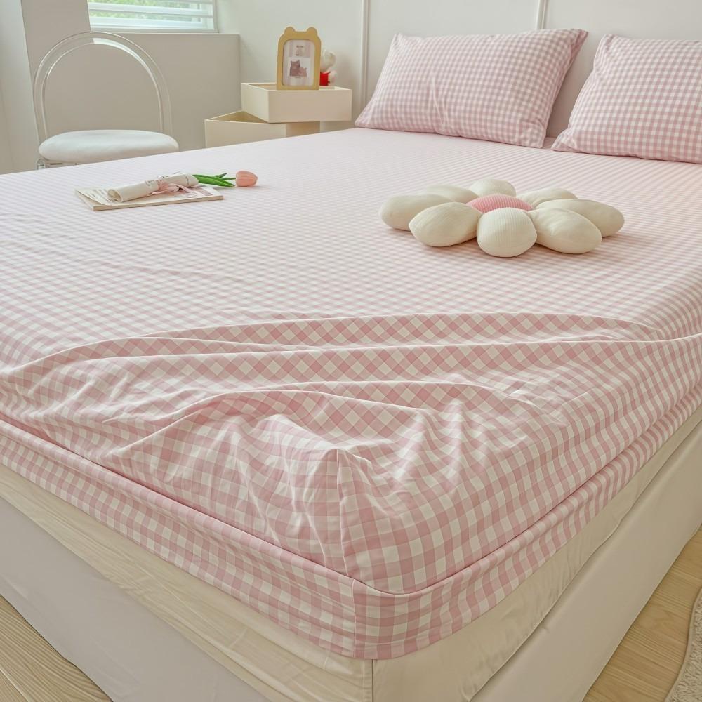 Thicken Non Slip Fitted Sheet 120/150/180cm Plaid Style Bed Cover Elastic Band Washed Cotton Elastic Bedsheet Home Bedroom Use