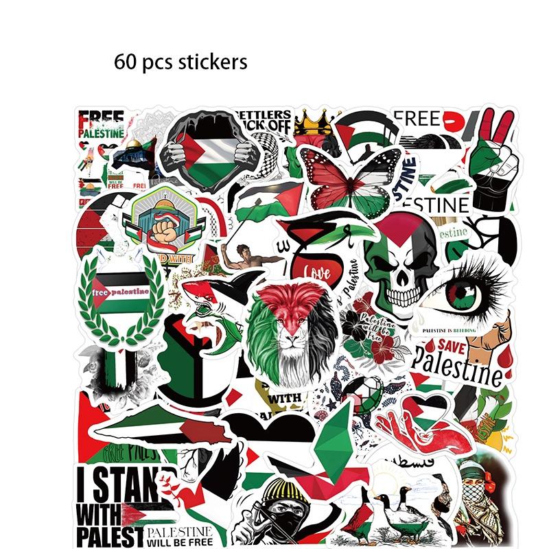 

Palestinian Graffiti Stickers Wholesale Pack Of 60 Waterproof Stickers For Cars Luggage Water Bottles And Skateboards