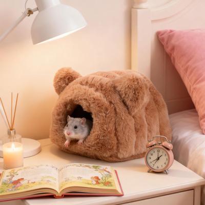 Hamster Bed House, Plush Guinea Pig Cave Bed, Hamster Sleeping Nest for Sugar Gliders
