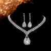 European Style Full Diamond Bridal Necklace Set - Elegant High-End Fashion Jewelry for Special Occasions