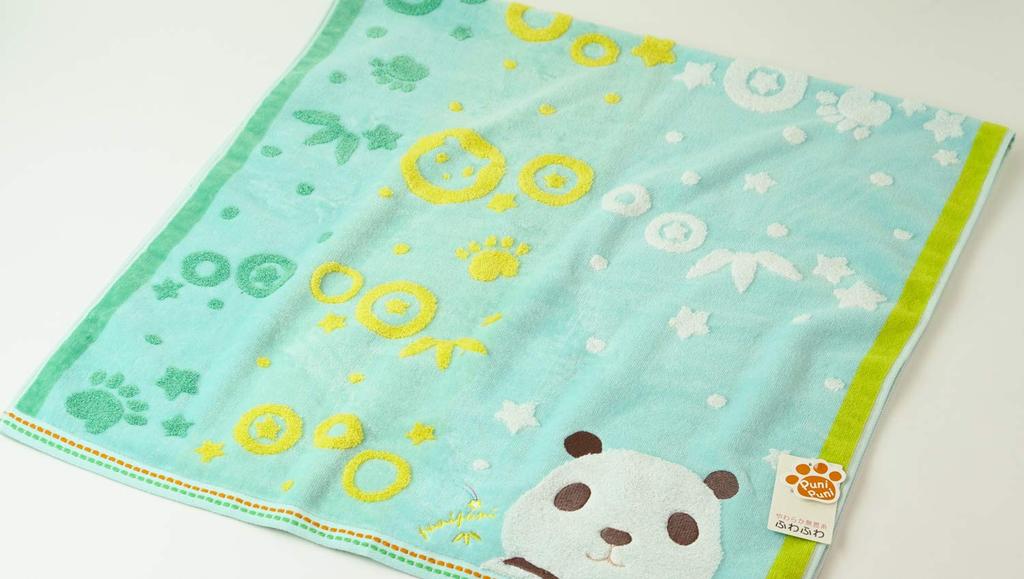 UCHINO Bath Towel Blue Green Panda 60 X 120 Cm Mochi Puni 9018B704 BG Approx.