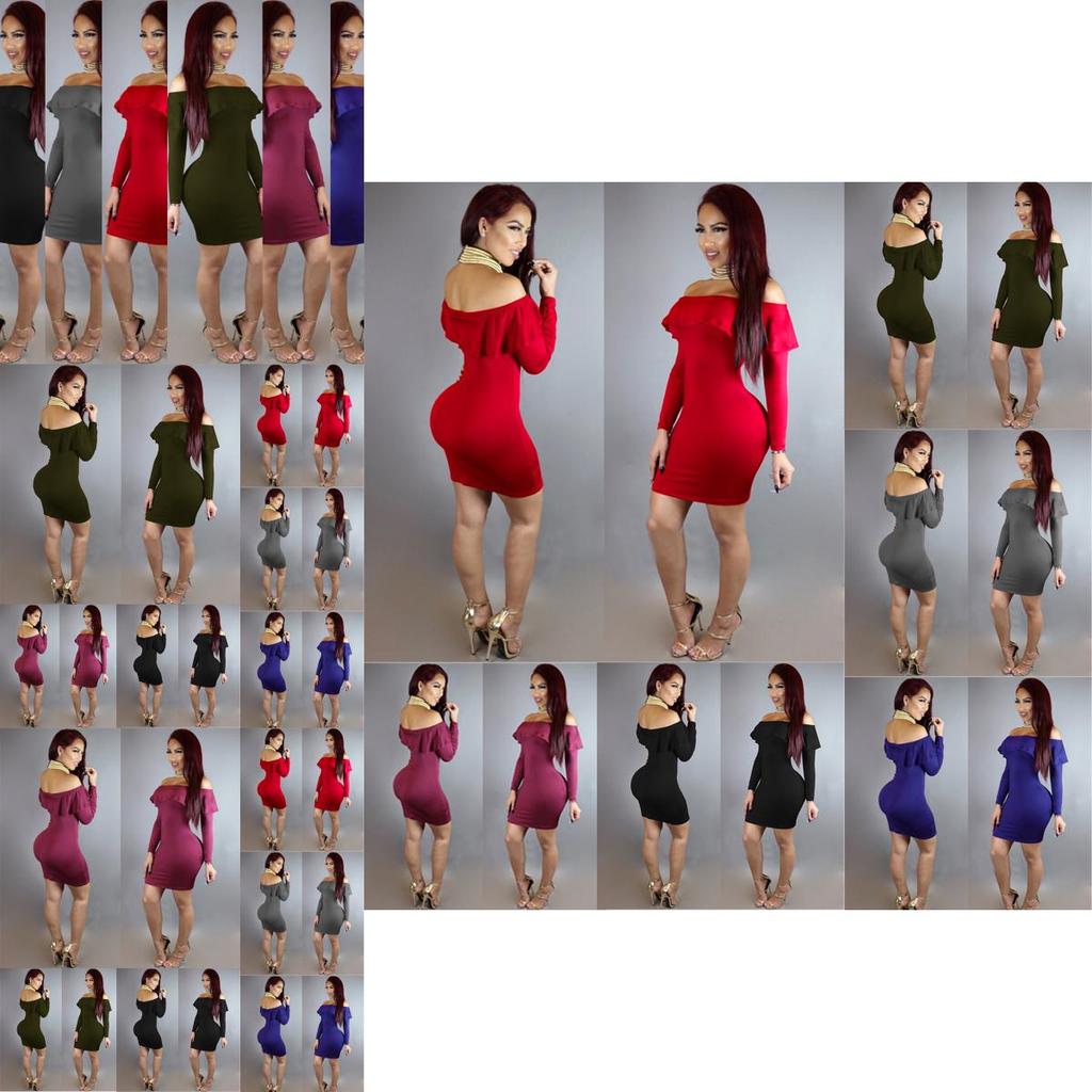 Elegant Women Strapless Bodycon Long Sleeve Evening Party Mini Dress Off Shoulder