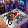 Santa Claus Riding Reindeer Snow Winter Forest Scene Print Area Rug Non‑Slip Rectangular Floor Mat Home Decor