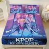 3pcsK-Pop Demon Hunters Printed coreless Fitted Sheet Set Multi Size Soft Bed Cover Bedroom Bedding Decoration Machine Washable