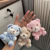 Cartoon Cute Checkered Bow Teddy Bear Plush Toy Pendant For Decoration Bag