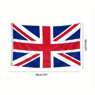 [UK National Flag Decor] Vibrant Polyester UK Flag Banner - 1pc 2x3ft / 3x5ft, One-Side Print, Grommet Corners | Ideal for Parties, Business, Bar, Sch
