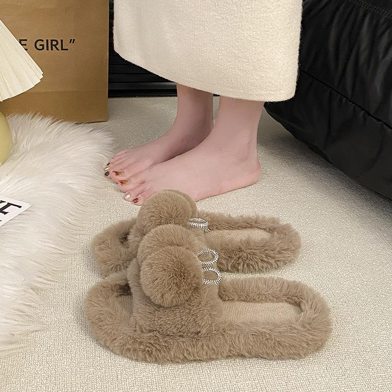 Women s Lightweight Comfortable Non-slip Heightening Winter Warm Plush Lining Non-slip Durable Casual Mary Jane Cotton Slippers 35 хаки 4480₽