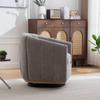 Chenille Upholstered Stool with Metal Base, 360 Degrees Swivel Function, Tassel Trim, Pumpkin-Shaped Club Chair for Living Room, Bedroom, Lounge, Gray