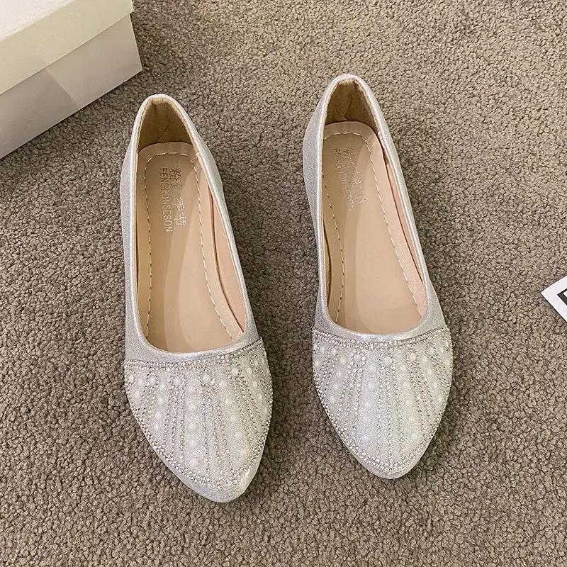 Fashion Woman Flats Slip-on With Heel Moccasins Pearl Cheap Clearance Quick Delivery Low Price Elegant and Fashionable Shoes for Women