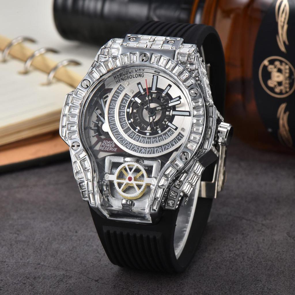 Men's Quartz Watch with Three-Needle Design, Sports Style, Irregular Full Diamond Shape, Similar to Jason Statham's Watch in Warcraft.