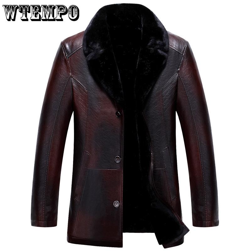 Winter PU Fur One Men's Winter Lapel Thickened Coat Men's Business Leather Jacket