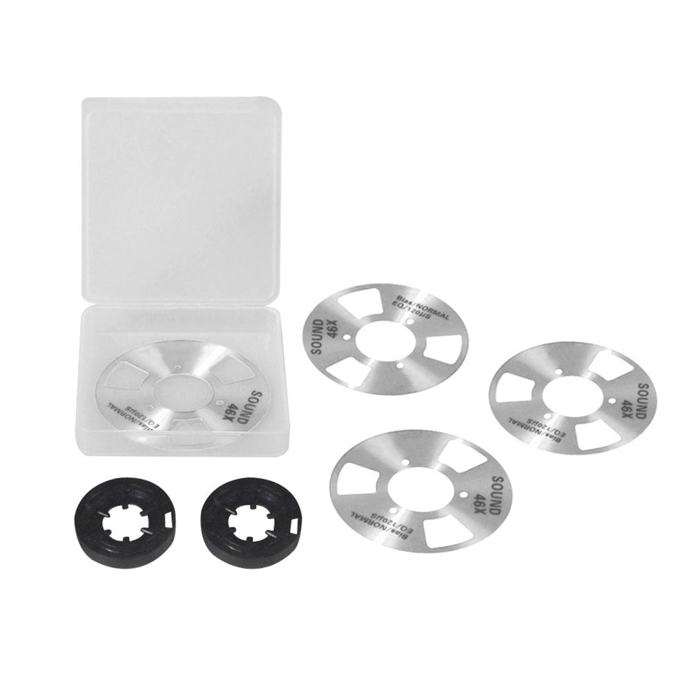 

- Металлическая катушечная кассета с алюминиевой лентой, 4 катушки + 2 колеса для аудиокассеты(Серебряный)